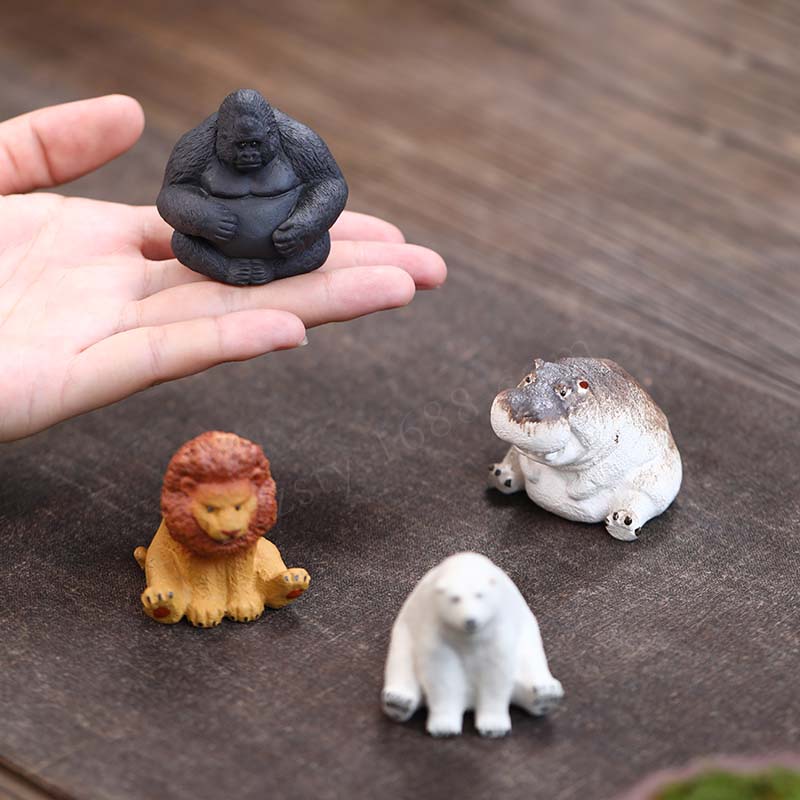 Also Purple Sand Tea Darling Little Elephant Crocodile Lion Hippo Boutique can raise cute mini tea set accessories Tea table swing piece-Taobao