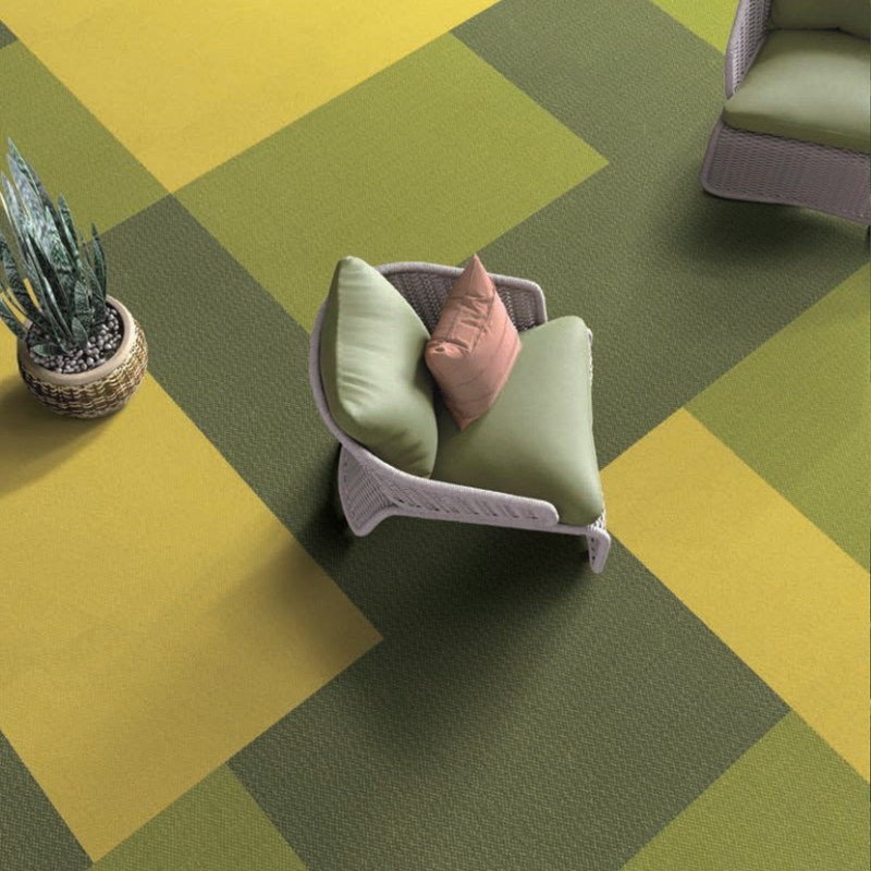 High-end nylon solid color square stitching carpet wear-resistant jacquard PVC bottom youth home children's room bedroom floor mat