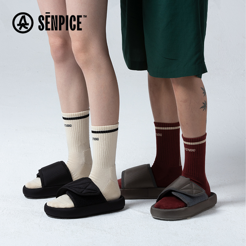 Shangsen GO white sports fitness socks women's autumn and winter street tide in the tube socks stockings men's American basketball socks cotton