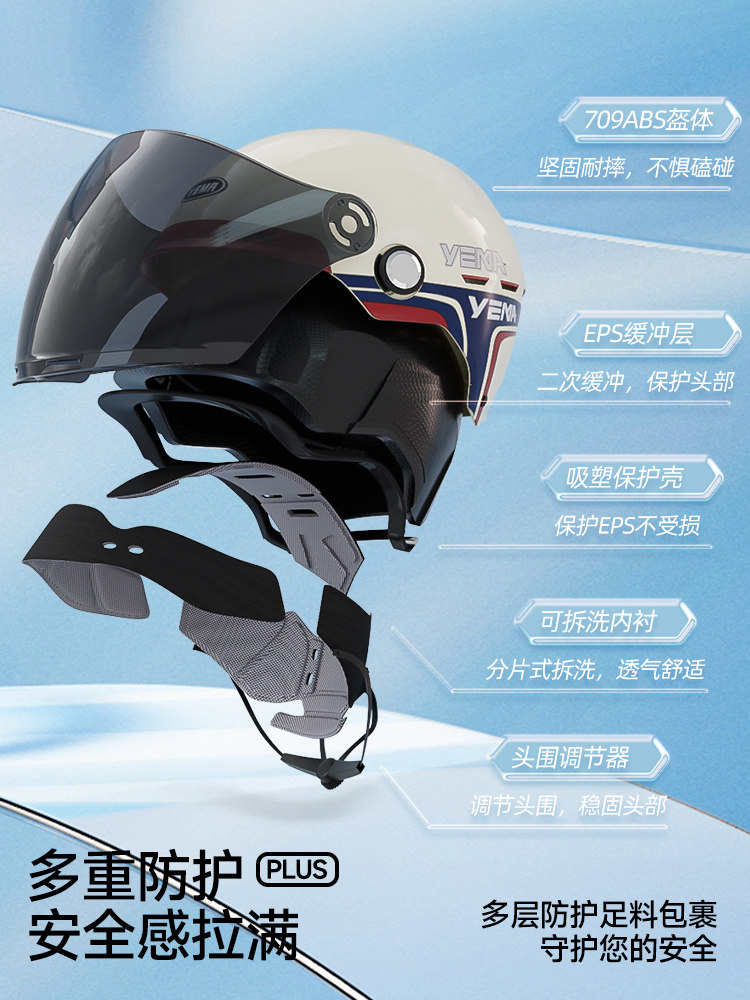 3C Certified New National Standard Mustang Helmet, Summer Electric Vehicle Half Helmet for Women, All-Season Universal Motorcycle Safety Helmet, Gray for Men