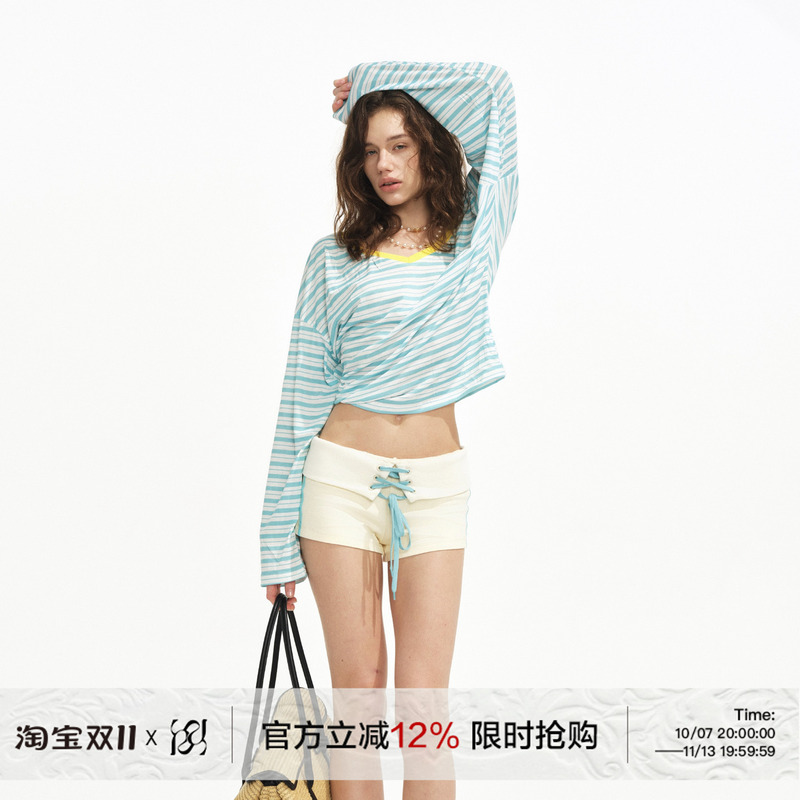 Runrunsweet Original Color-Blocked Waist-Cinching Casual Fashionable Tie-Up Sports Slim Shorts Butt-Lifting Low-Waist Hot Pants Runrunsweet Original Color-Blocked Waist-Cinching Casual Fashionable Tie-Up Sports Slim Shorts Butt-Lifting Low-Waist Hot Pants