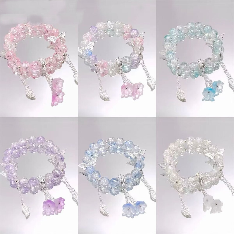 2025 Hot-Selling Ultra-Fairy Forest-Style Crystal Orchid Butterfly Bracelet, Trendy and Versatile Sweet Colorful Friendship Bracelet for Students