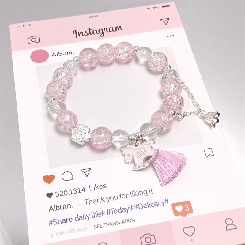 Super Fairy New Style Colorful Tassel Pony Four-Strand Bracelet, Sweet and Stylish, Versatile Gift for Students and Best Friends