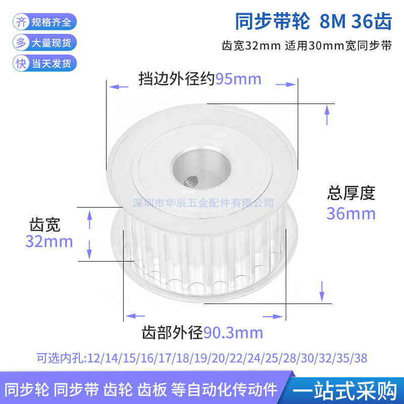 8M36 teeth synchronous wheel tooth width 32 inner 14 14 15 15 19 19 20 22 24 24 28 28 synchronous wheel 8M25