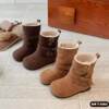 Children's Cotton Shoes, Girls' Snow Boots, Winter Girls' Fashionable and Stylish Two-Wear Boots, Melard Fleece-Lined Warm Leather Boots