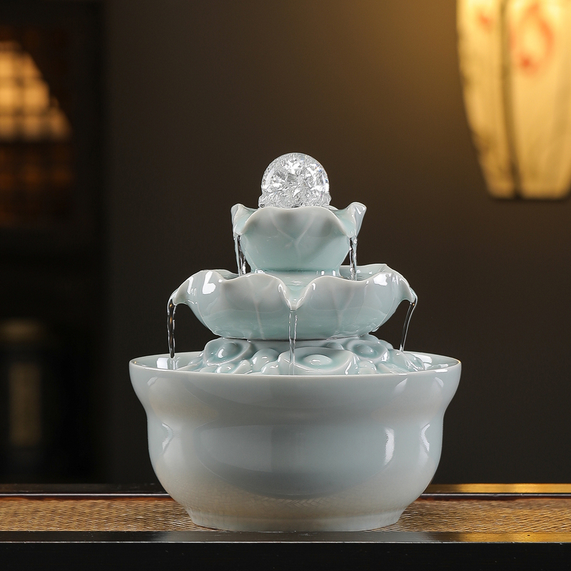 Feng Shui Wealth-Bringing Crystal Ball with Rotating Beads, Ceramic Water Flowing Ornament, Circulating Water Small Fountain, Light Luxury Opening Gift Feng Shui Wealth-Bringing Crystal Ball with Rotating Beads, Ceramic Water Flowing Ornament, Circulating Water Small Fountain, Light Luxury Opening Gift
