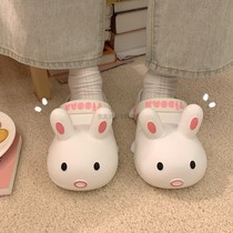Japanese JULIPET cartoon rabbit hole shoes female summer students wear non-slip ins girl heart bag head slippers