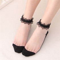 Japanese lace lace socks pure cotton socks cute thin transparent crystal socks tide JK summer