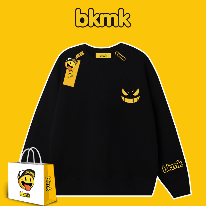 Bkmk Brand Loose Spring Sweatshirt Jacket for Men, Long-Sleeved, High-End, Thin, Japanese Style Trendy Brand with Cartoon Gengar Print