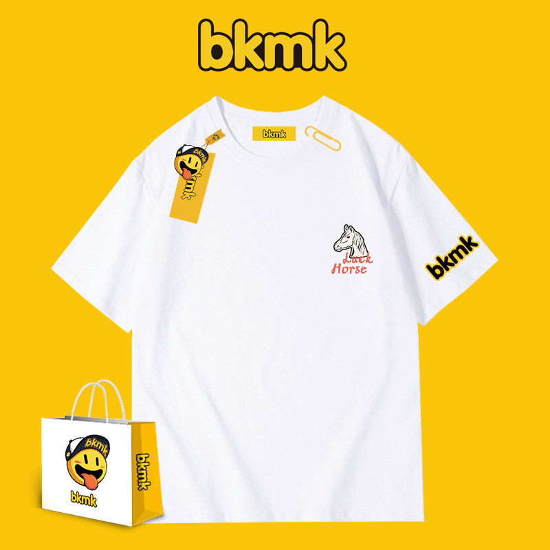 Bkmk Loose Fit Men's Pure Cotton Casual Youth Short-Sleeve Trendy Brand ...