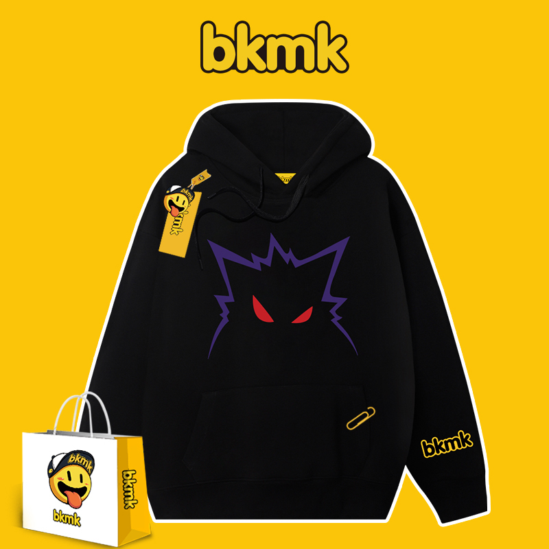 Bkmk Trendy Clothes Gengar Print Spring High-End American Style Hooded Sweatshirt Men's Loose New Thin Jacket