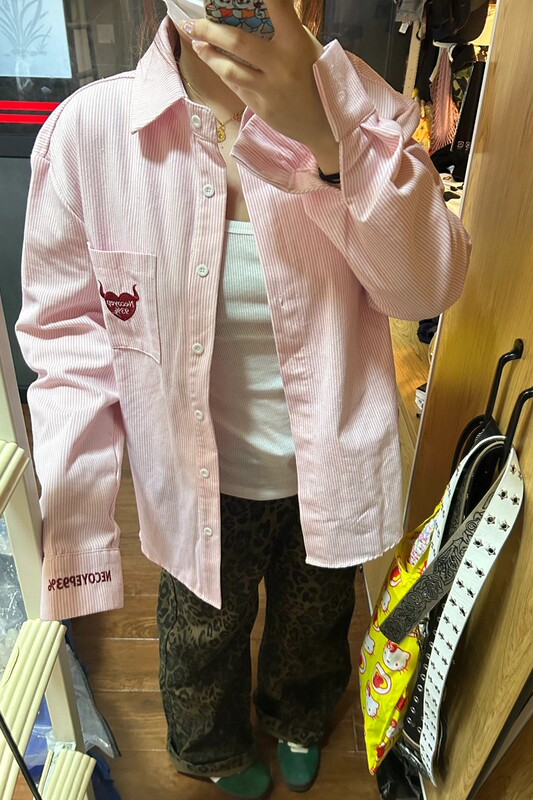 2026 New Spring Pink Striped Shirt for Layering, Korean Style Casual Shirt, Long-Sleeved Top for Women 2026 New Spring Pink Striped Shirt for Layering, Korean Style Casual Shirt, Long-Sleeved Top for Women