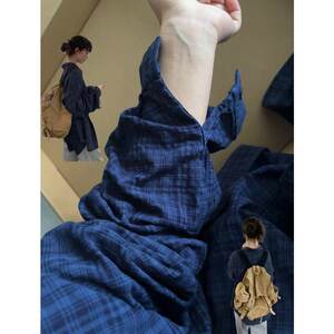 Women's Shirt with French Style, Plaid Shirt Jacket, Loose Fit, Autumn and Winter 2026 New Popular Long-Sleeve Top