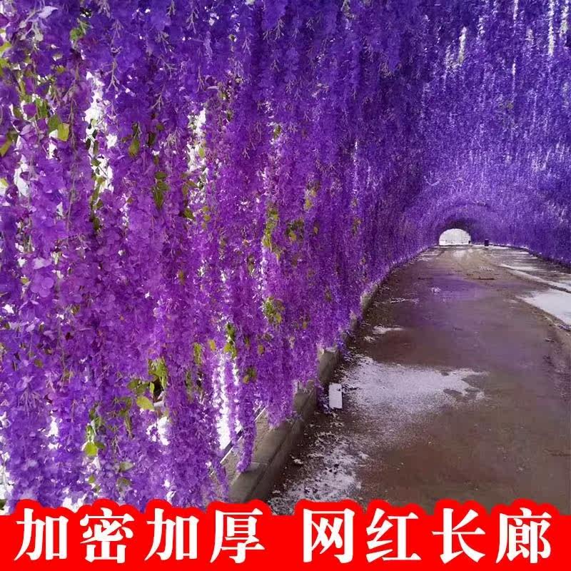 Simulation Purple Vine Flower Bean Flower String Purple Roland Plastic Silk Flowers Decoration Vine plant Flowers Wedding Celebration Fake Flowers Vines