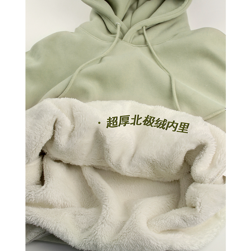 Sweatshirt lady autumn winter 2023 new small sub-gush thickened with cap positive shoulder ultra-thick lamb fur junior high school winter-Taobao