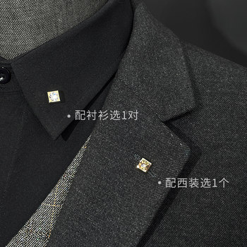 All square and round brooches, men's suit lapel pins, crystal