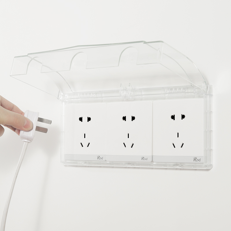 Three-bit 86-type transparent waterproof box socket splash-proof box powder room bathroom switch waterproof protective cover for home improvement