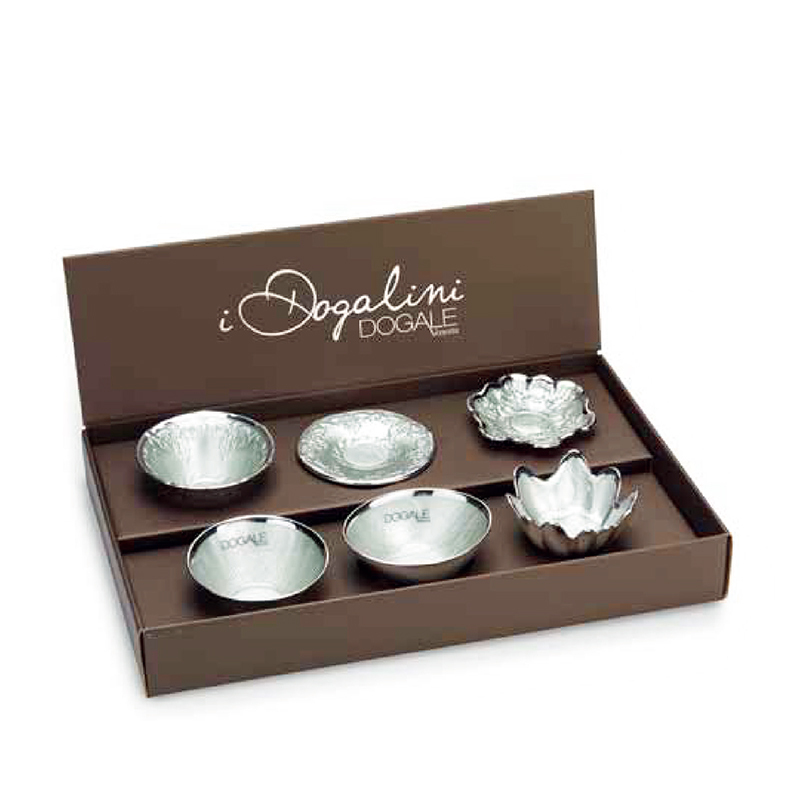 Queen Anne 6-Piece Bowl Set, Imported from Italy, Handmade Silver-Colored Glassware, High-End Luxury Tableware
