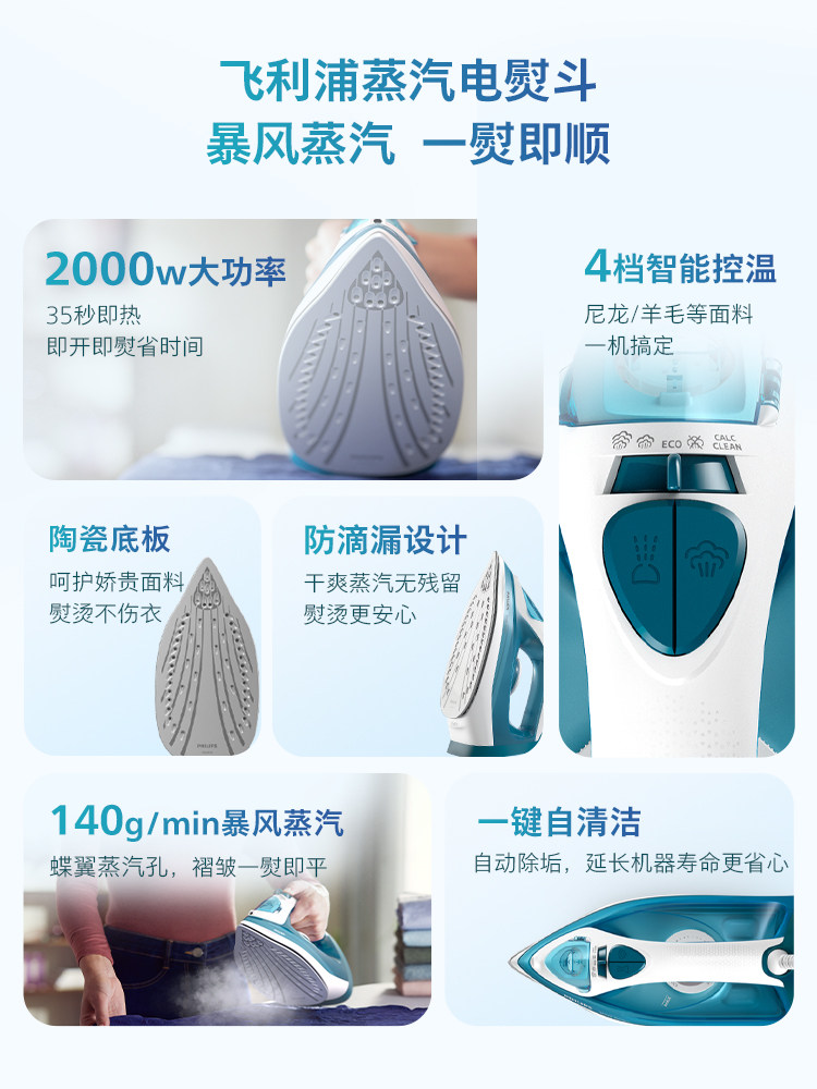 Philips Steam Electric Iron 2025 New Model for Home Use, Garment Steamer, Bean Iron, Tailor Shop Dst3011