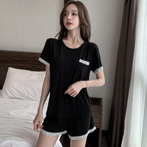Pajamas womens 2021 new summer modal thin short-sleeved pants sweet and cute cotton home clothes two-piece suit