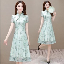 Sleeve en womens shop window 2021 summer new 1283 waist slim modified cheongsam dress