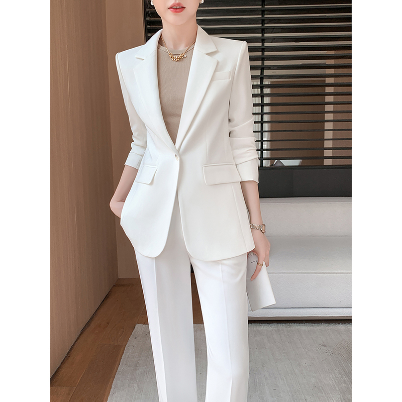 White Suit Set for Women 2026 New Spring and Autumn High-End Wide-Leg Pants Elegant Goddess Style Professional Formal Wear White Suit Set for Women 2026 New Spring and Autumn High-End Wide-Leg Pants Elegant Goddess Style Professional Formal Wear