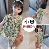 Hong Kong girls floral dress summer 2021 new Han Fan childrens clothing female baby children summer skirt tide