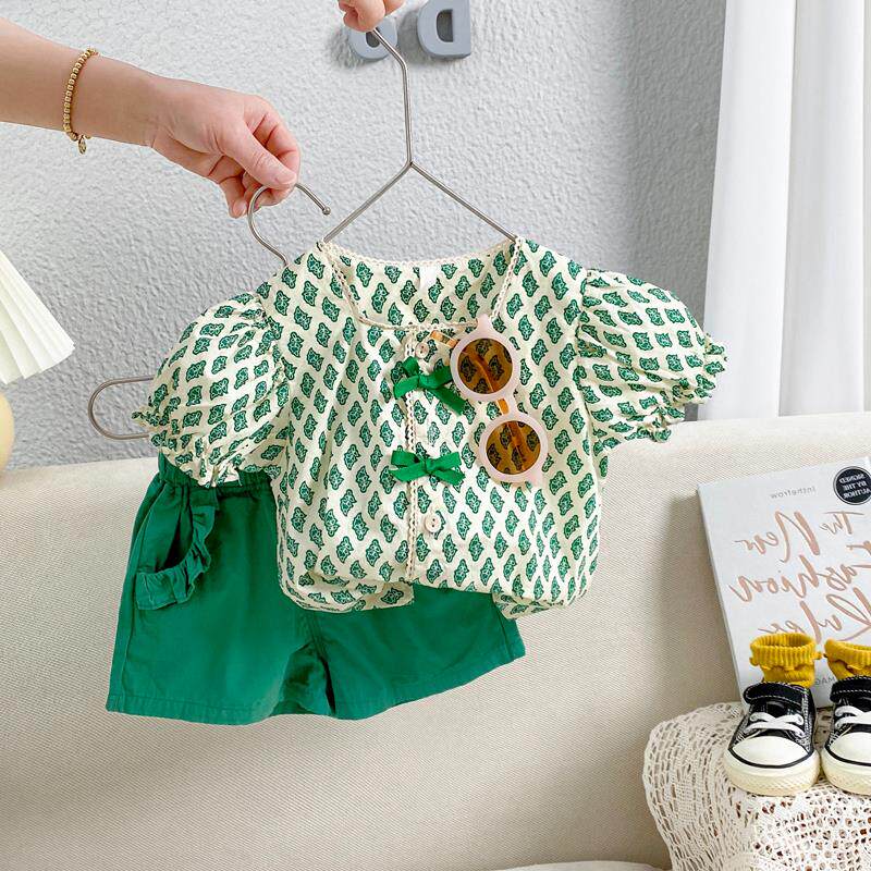 Hong Kong Boy Clothing Girl's Summer Suit 2021 New Kids Short Sleeve Shorts Women Baby Summer Clothing Two Sets