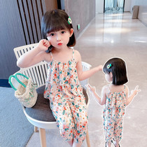 Hong Kong girls summer clothing suit net red girl harnesses short sleeve breathable woman baby snowspun T-shirt children two sets