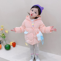 Hong Kong Girl Jacket Winter Style Down Cotton Clothing Foreign Air Children Plus Suede Thickened Cotton Padded Jacket Cotton Warm Jacket