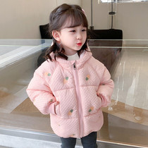 Hong Kong Girl Winter New Coat Han Version Children Thickened Down Cotton Clothing Winter Clothing Children Warm Velvet Cotton Clothes