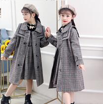 Hong Kong girls autumn and winter fur and two sets of 2021 new Korean version childrens dress girl foreign air child clothing