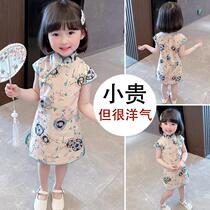 Hong Kong girl baby summer dress Cheongsam Girls foreign style 4 children 5 Summer 1 Princess style skirt 2 tide 3 years old 6