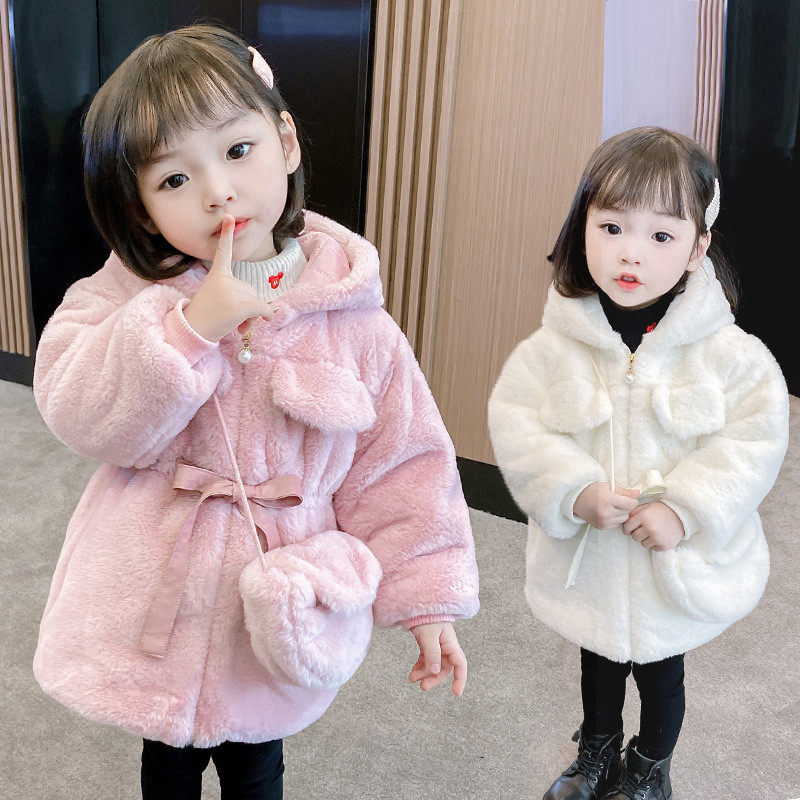 Hong Kong Girl Lamb Suede Jacket 2021 Winter New Korean Version Children Swoolen Sweater Gush Warm Winter Clothing Blouse