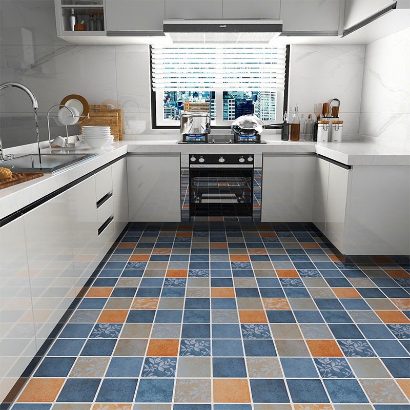 Kitchen floor sticker PVC floor sticker self-adhesive waterproof anti-slip anti-slip wear resistant tile ground in net red