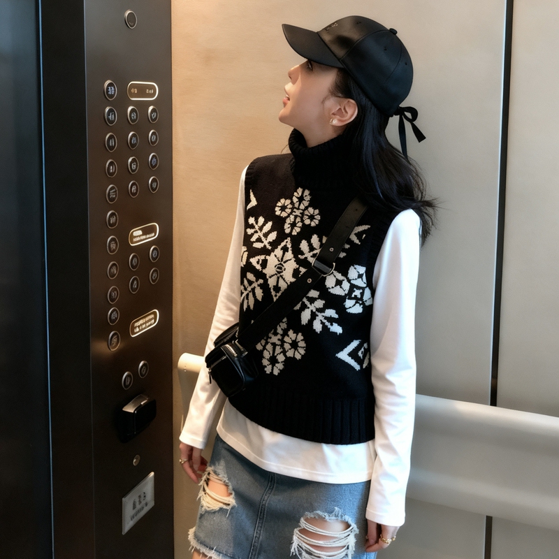 Hot Recommendation~ Personal Favorite! High-Neck Vest for Layering, Women's Autumn and Winter Loose Knit Vest, Sweater Jacket Hot Recommendation~ Personal Favorite! High-Neck Vest for Layering, Women's Autumn and Winter Loose Knit Vest, Sweater Jacket