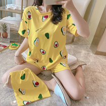 (Send cloth bag) Summer pajamas womens short-sleeved shorts casual loose girl student two-piece suit home service