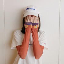 Ins summer ice silk sunscreen sleeve womens ice sleeve anti-ultraviolet gloves thin section driving arm guard arm sleeve