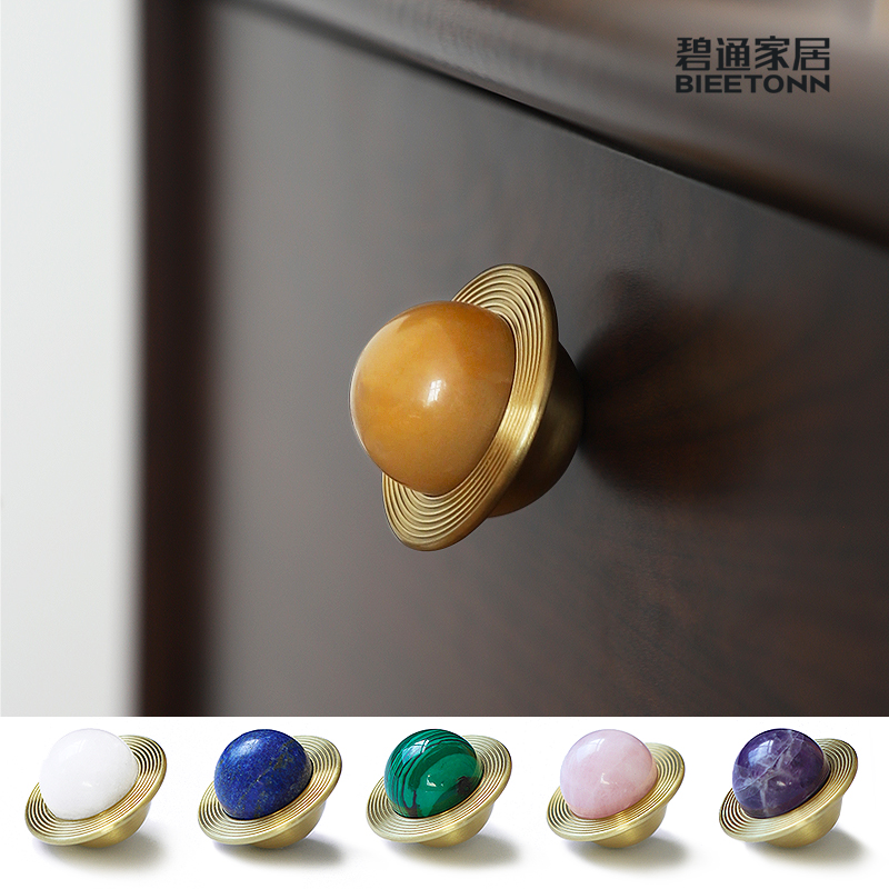 Crystal Brass Wardrobe Door Handle Cabinet Light Luxury Modern Simple Small Handle Drawer Wardrobe Single Hole Gold