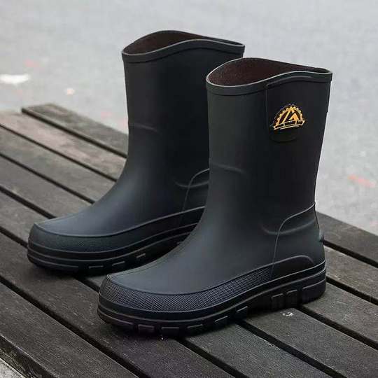 Men's non-slip waterproof rain boots mid-calf rubber shoes