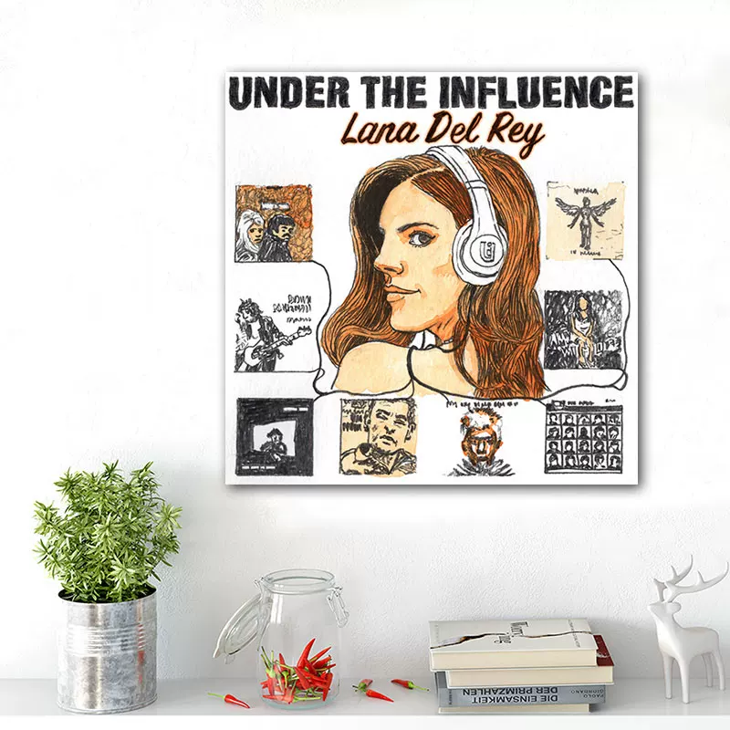 Обложка альбома LANA DEL REY Lan Drey, постер, декоративная картина, вокруг изображены европейские и американские звезды