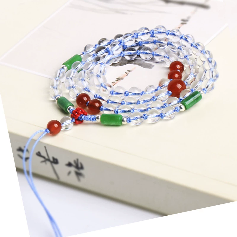 Элитный белый кристалл ручной работы, bracelet, плетёный ожерелье, золотой ремешок, изумруд pendant