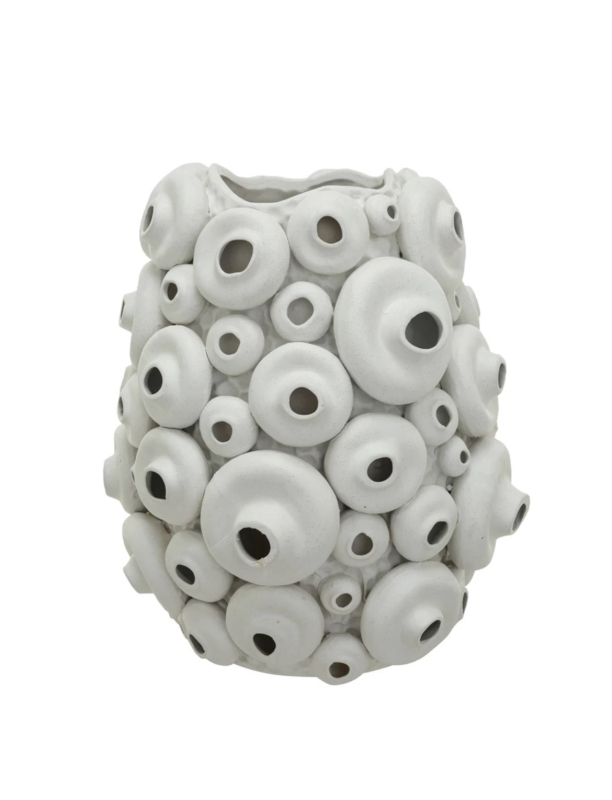 Fqr Living Danish Bloomingville Handmade Ceramic Vase with Textured Coral Pattern in Sand Color Fqr Living Danish Bloomingville Handmade Ceramic Vase with Textured Coral Pattern in Sand Color
