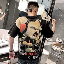 Half-sleeve 2021 New spirit guy short sleeve T-shirt mens Tide brand print pattern Net red ins trend T-shirt