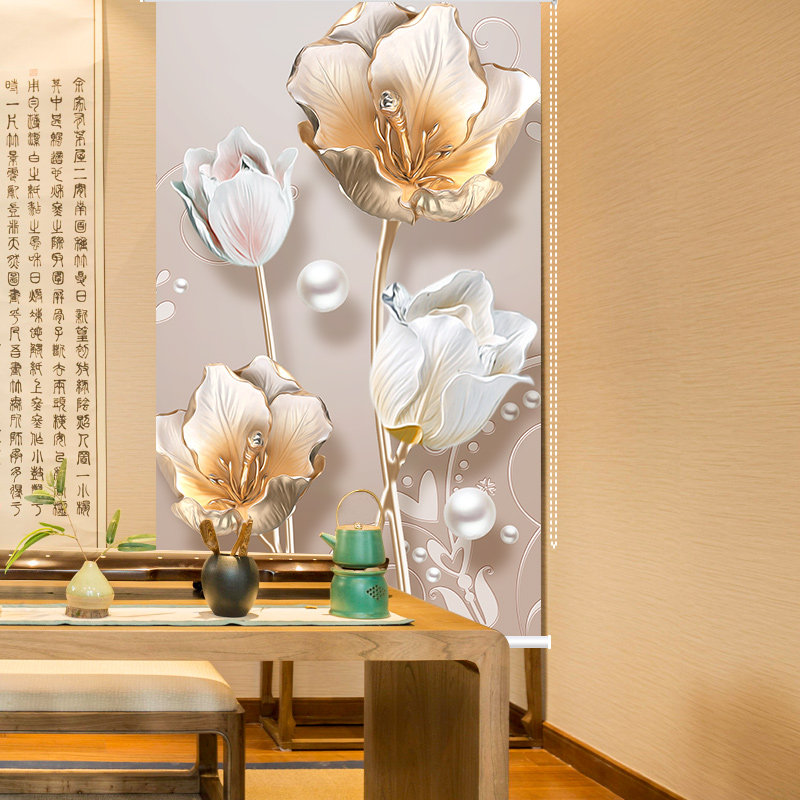 Roller Blind Curtains Shade Free to install lifting windows shielded toilet Kitchen Partitions Waterproof bedrooms hand-pulled-Taobao