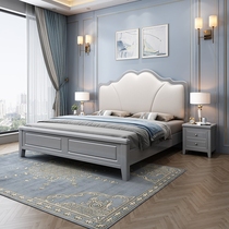 Solid wood bed 1 8 meters modern minimalist American master bedroom 1 5*1 9 small apartment double rental room storage storage bed