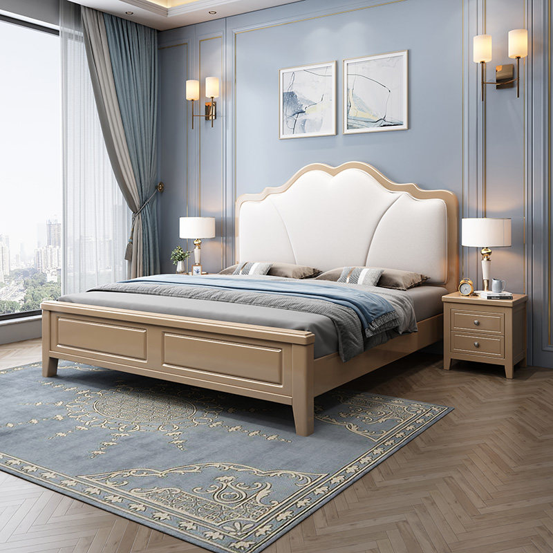 American solid wood bed 1 8 meters modern minimalist master bed 1 5*1 9 small apartment double European storage bed