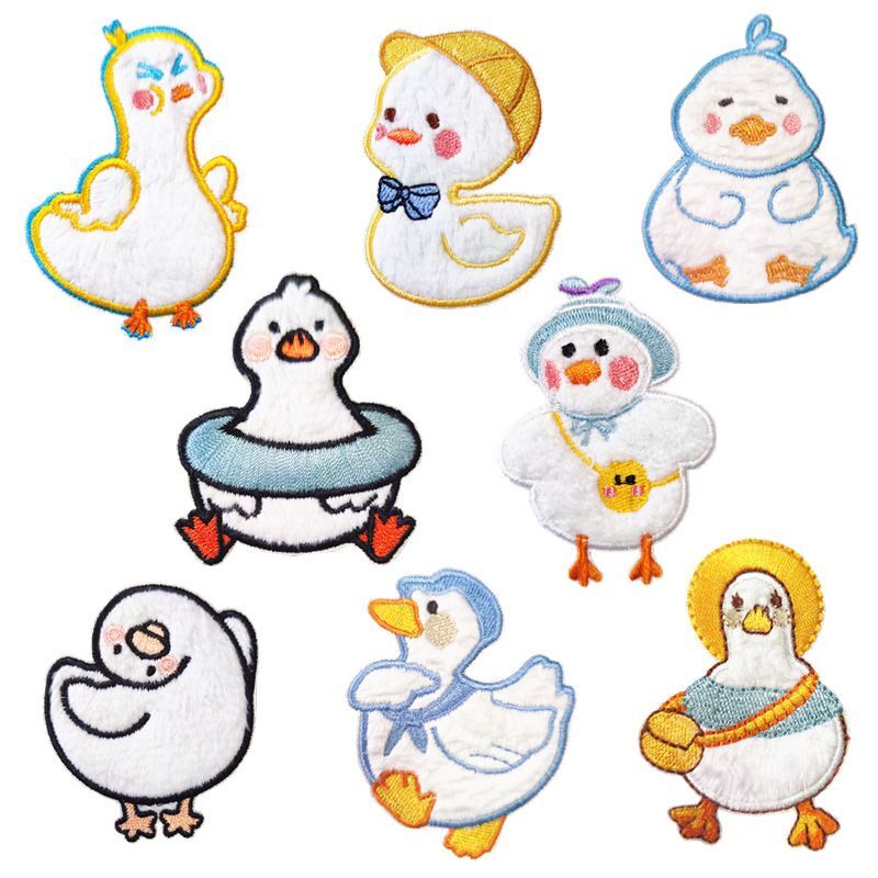 Self-Adhesive down Jacket Fabric Patch, Cute Cartoon Duck Patch, Clothing Decoration, Repair of Torn Areas, Children's Embroidery Patch