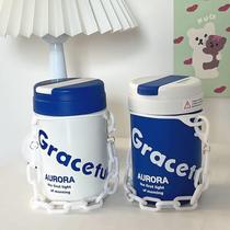 Compact portable water cup for men and women with good-looking students accompanying coffee cup ins style thermos cup with straw