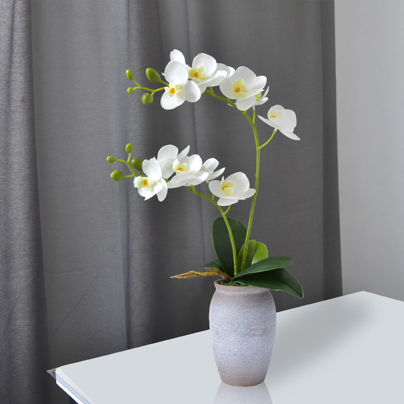 Chinese simulation Phalaenopsis orchid flower art set decoration creative living room dining table fake flower desktop small potted decoration